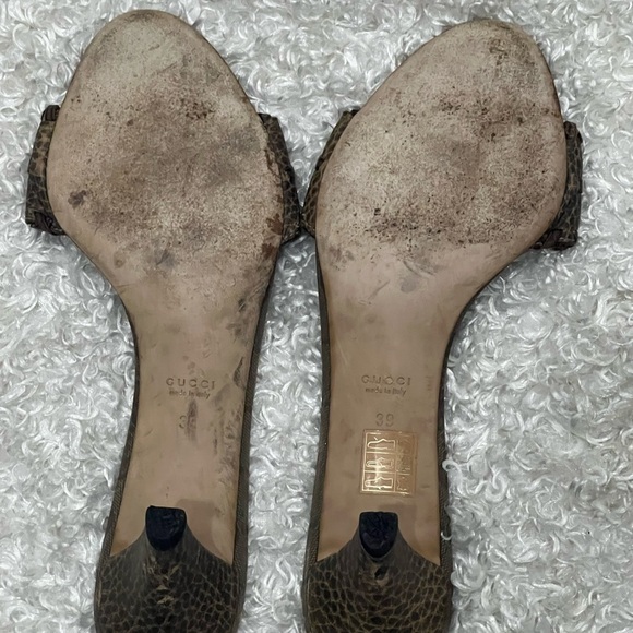 Gucci Leather and GG Canvas Slide Sandals Heels - Picture 7 of 10